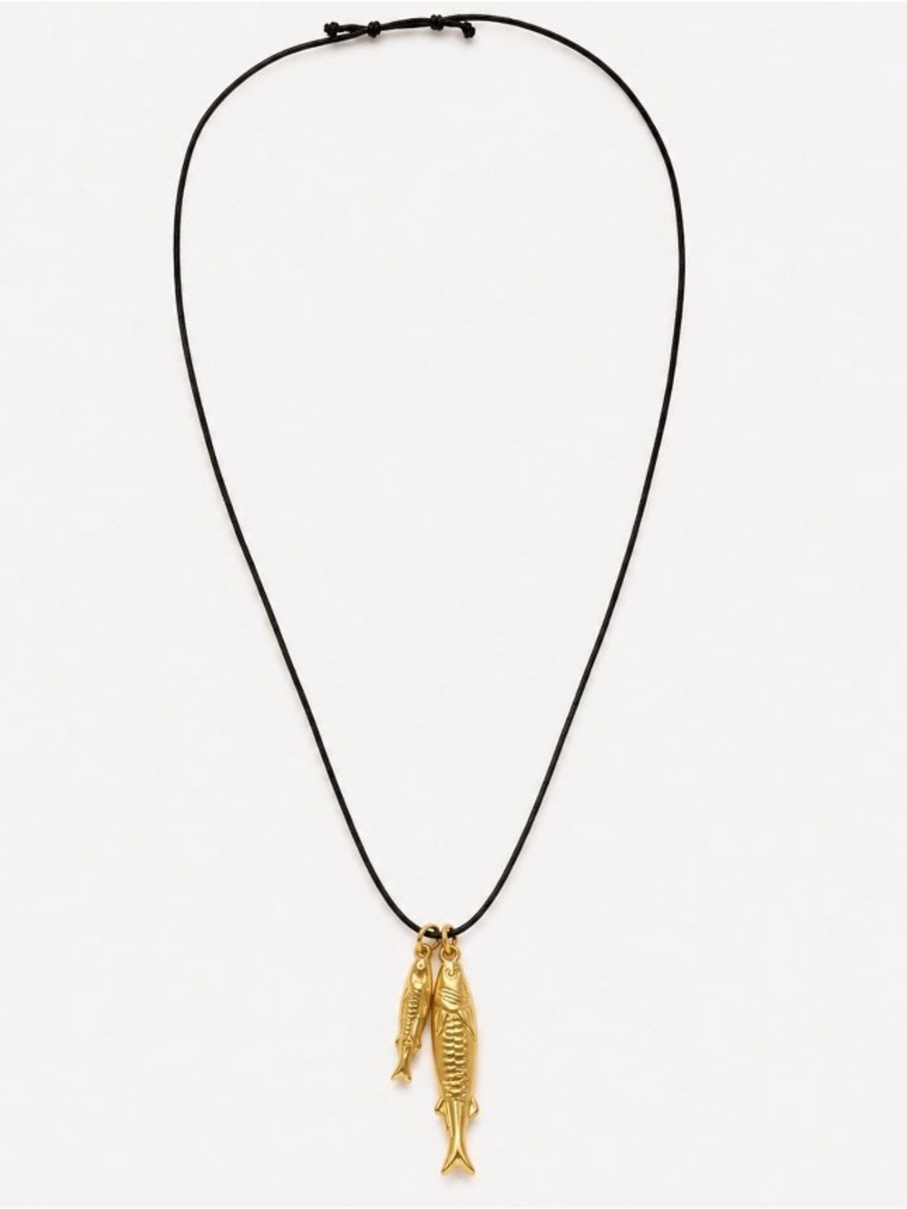 Mayamar 24K Gold Plated Fish Pendant Necklace on Black Cord